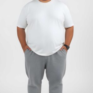 Calça de Moletom Flanelada Plus Size Com Punho